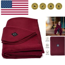 Military Wool Blanket - Warm, Thick, Washable - Great for Outdoors, Camping, ...