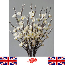 4pcs Artificial Flowers White Plum Blossom 21.7'' Fake Winter Sweet Long Stem