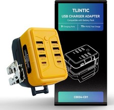 USB Charger Adapter for DEWALT Battery - 75W 8-Charging Ports, PD/QC Fast Charge
