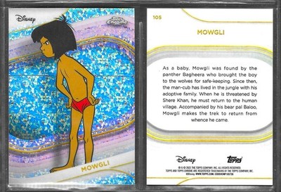 Topps Chrome Disney 2025 #105 Mowgli Jungle Book Mini-Diamonds Refractor Card