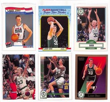 Larry Bird 6 Card Lot NBA Boston Hoops Team USA, Fleer All-Star, 1990 Skybox HoF