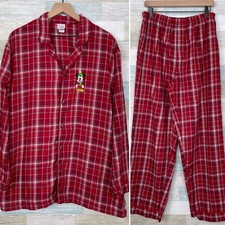 Disney Store Mickey Mouse Flannel Pajama Set Red Plaid Christmas Mens Large