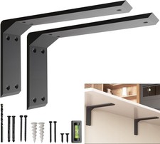 2 10  12 Inch L Bracket, Black, Floating Countertop Support Bracket