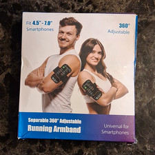 360  Rotating Adjustable Smartphone Running Armband 4.5"-7.0" Hook  Loop Black
