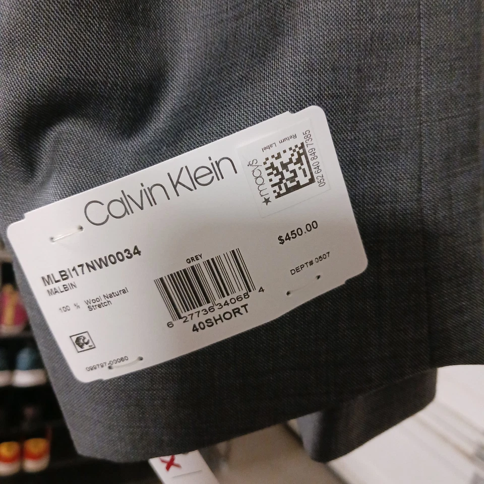NUEVO CON ETIQUETAS Calvin Klein Para Hombres Calce Ajustado Traje Chaqueta Blazer 40 S Gris Oscuro Sólido Elástico Foto 4 de 4