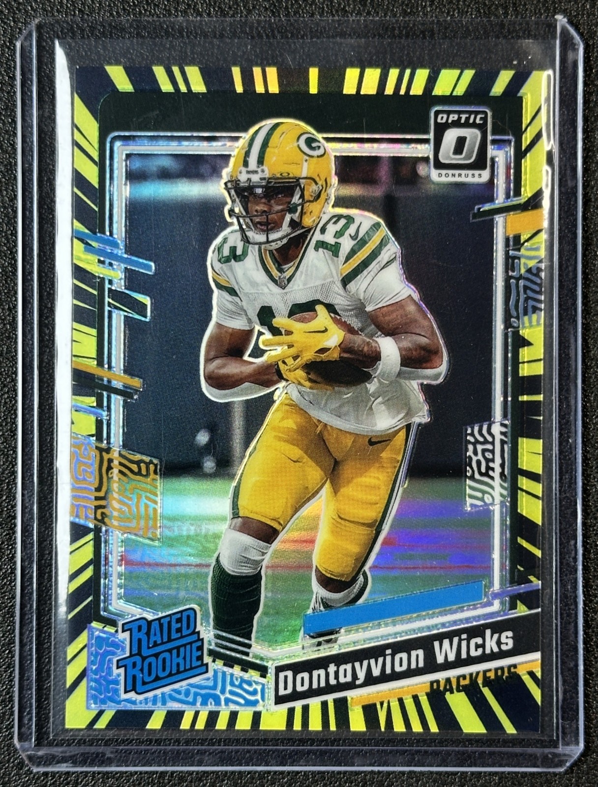 DONTAYVION WICKS 2023 PANINI DONRUSS OPTIC #249 ELECTRICITY PRIZM ROOKIE 47/69