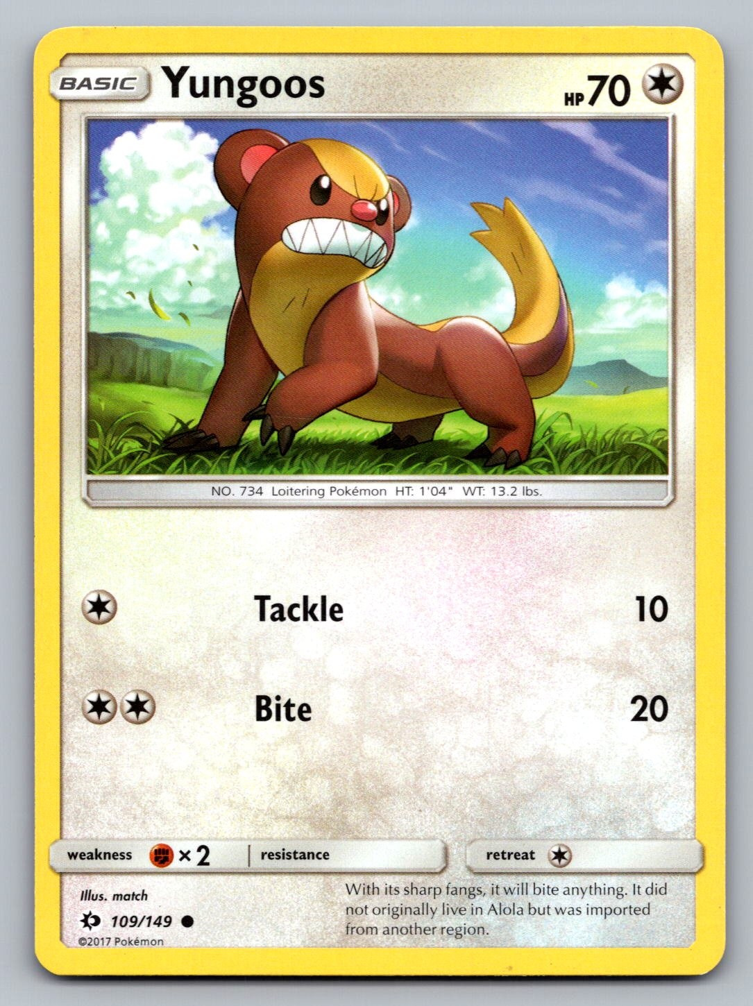 Pokemon TCG SM Base Set Yungoos 109/149