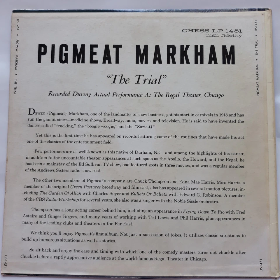 Pigmeat Markham - The Trial 33 RPM 1961 Chess ‎LPS-1451 Comedy NM - Imagem 2 de 4