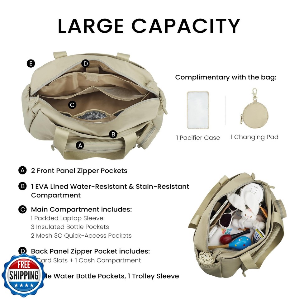 Diaper Bag Tote, Large Capacity Travel Diaper Bags, Hospital Bag For