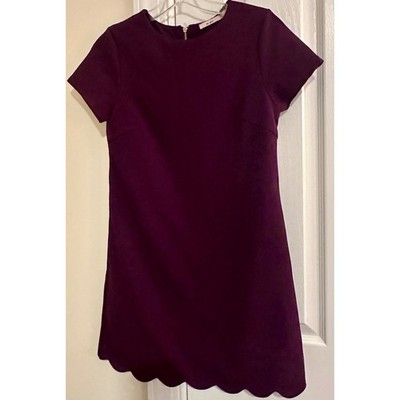 Francescas Miami Dress XS Purple Scalloped Hem Short Sleeve Mini