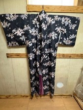 Kimono Black floral pattern fine pattern washable