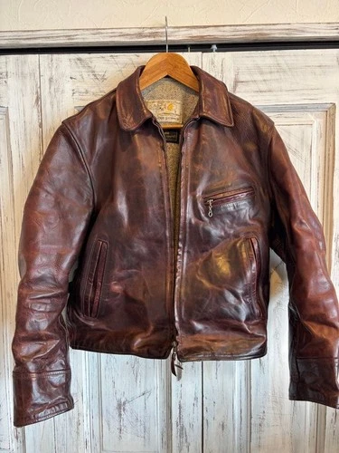 Aero Leather Single Riders Jacket Brown Horsehide Vintage Men's Size 38 2610TK - product listing photo
