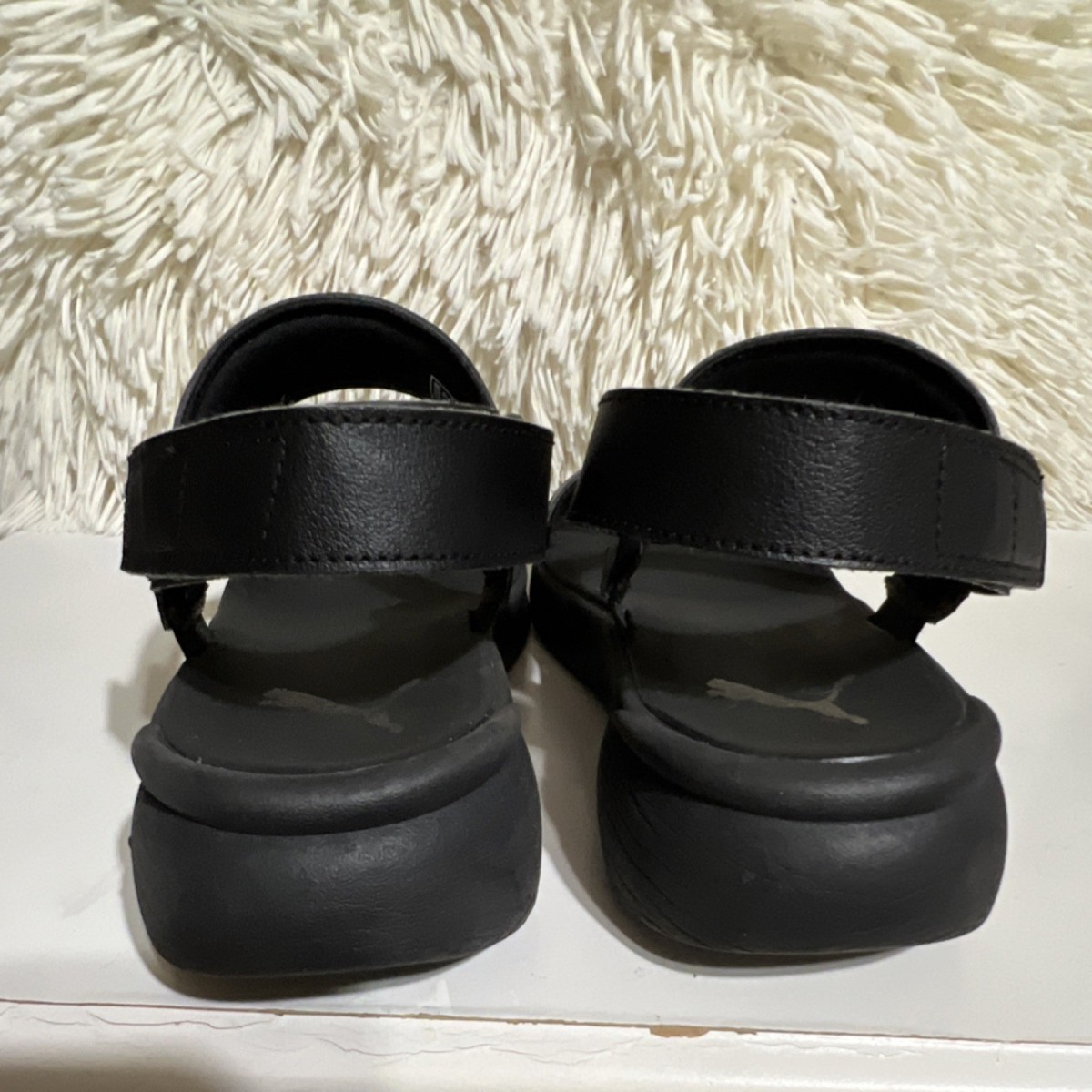 PUMA Men's Black Slide Sandals Adjustable Strap US Size 10 Synthetic Logo View 3