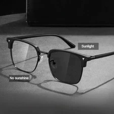 Gafas Fotocromáticas Montura Metálica Cuadrada Ordenador Lentes Reemplazables