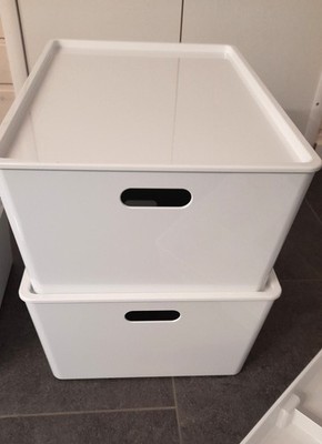 IKEA Kuggis Box 37x54x21 cm weiß Box mit Deckel und Einsatz