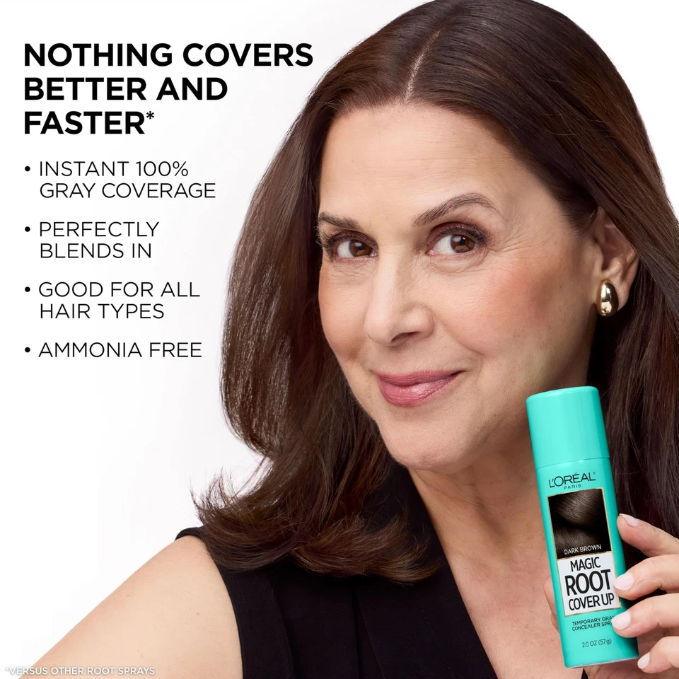 L'Oréal Paris Magic Root Cover Up Gris Corrector Spray, Marrón Oscuro, 2 OZ Foto 4 de 4