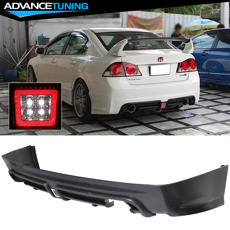 Rear Bumper Diffuser W/LED Carbon Fiber Style Mugen RR For 0611 Honda