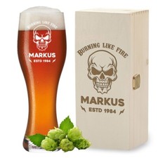 Bicchiere di Birra Frumento 0,5 Litro E Scatola con Incisione - Regali per Uomo