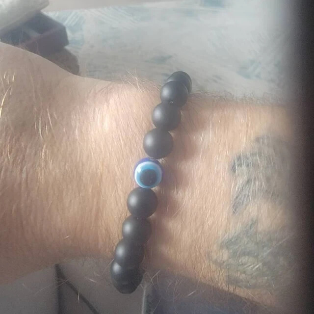 Bracciale E Collana Evil Eye - Protezione Kabbalah, Nero, Regolabile, Per Uomo/Donna - Foto 6