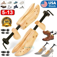 Pair 2-Way Wooden Adjustable Shoe Stretcher Expander Men Women Boot Shoes US5-13