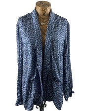 Part Two Blazer 16 Blue White Black Open Front Tuxedo Lapel Summer Lightweight