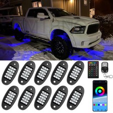 10 cápsulas LED RGB luces de roca debajo de la carrocería música aplicación inalámbrica para Dodge Ram 1500 2500
