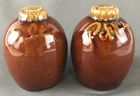 Vintage Hull Pottery Brown Dip Corked Top Rounded Salt & Pepper Shakers