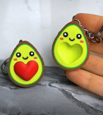 Valentine's Day Set of 2 Avocado Keychains with Magnet