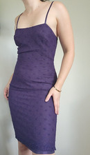 LOVERS Vintage 90s Purple Mesh Floral Fitted Mini Dress Size 10