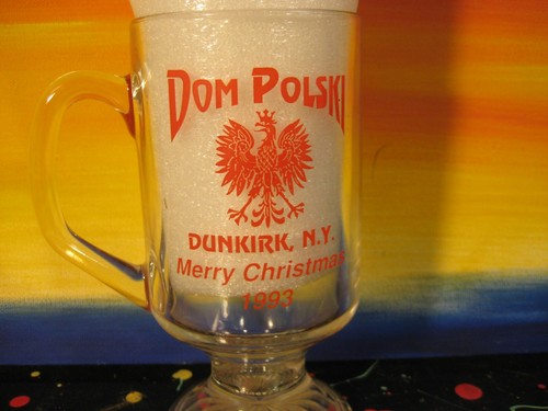 Dom Polski Society Polish Eagle Dunkirk New York Christmas 1993 Glass Coffee Mug - Picture 2 of 4