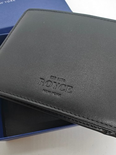 ROYCE leather bi-fold cardcase card holder slim men's wallet + box BLACK - Picture 7 of 9