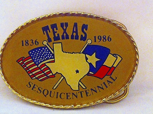 Very Rare Texas Sesquicentennial Belt Buckle Solid Brass Hand Carved - Picture 2 of 5