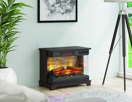 24" Midnight Cherry Mantel Electric Fireplace 3 Side Glass 5 Setting Heater - Изображение 3 из 4