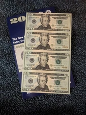 $ 20.00 NOTE UNCUT SHEET OF 4- 2009 BEP UNCIRCULATED CRISP FEDERAL RESERVE NOTES