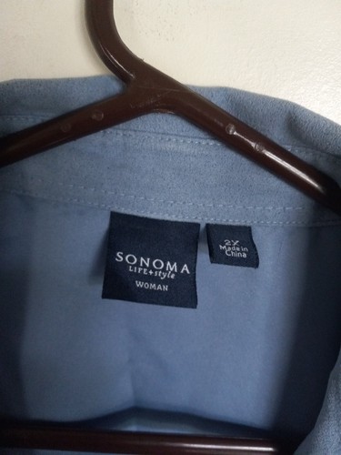 Sonoma Blue Microsuede Zip Up Shirt Jacket Womans Sz 2X - Picture 2 of 3