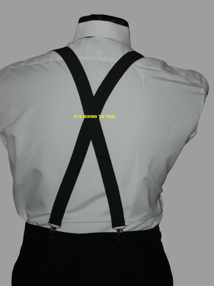 Nueva pajarita negra satinada, faja y clip en tirantes de esmoquin Foto 4 de 4