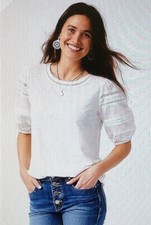 NWT Maurices White Eyelet Top Tshirt Size S