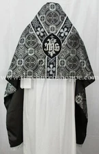 BLACK  Silver Humeral Veil with IHS embroidery,voile huméral,velo omerale