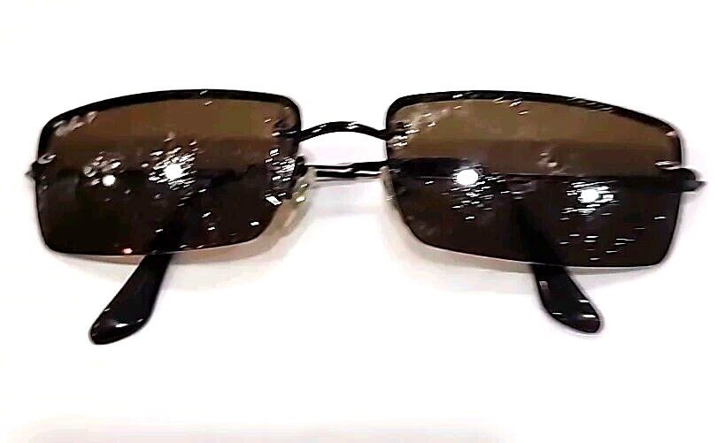 Ray Ban RB3199 014/83 Brown Rimless Rectangle Sunglasses Ray Ban RB3199 014/83 Brown Rimless Rectangle Sunglasses