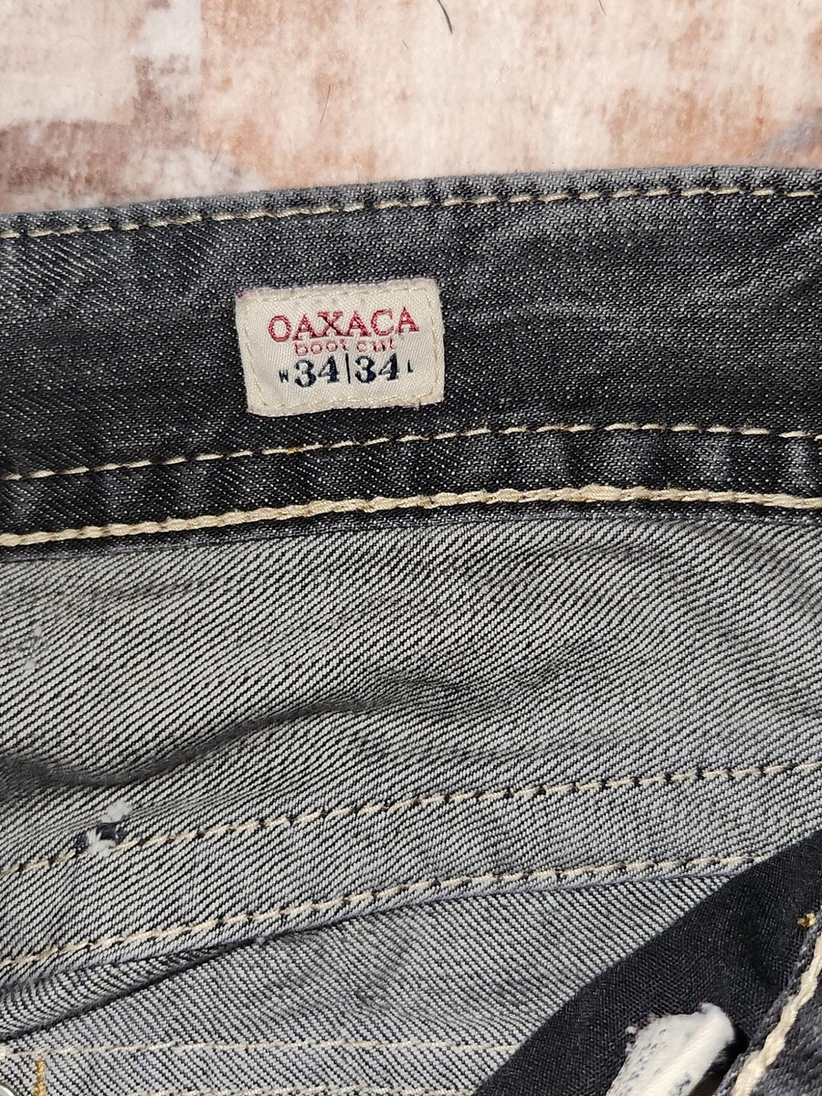 Mek Denim USA Blue Jeans Mens 34x34 Vtg Oaxaca Boot Cut Distressed