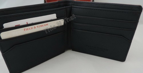 Nueva billetera para hombre Field & Stream Buxton RFID de lona/cuero gris/negra - Imagen 4 de 4