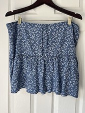 Brandy Melville Blue White Floral mini skirt Adjustable Waist With Tie Tiered