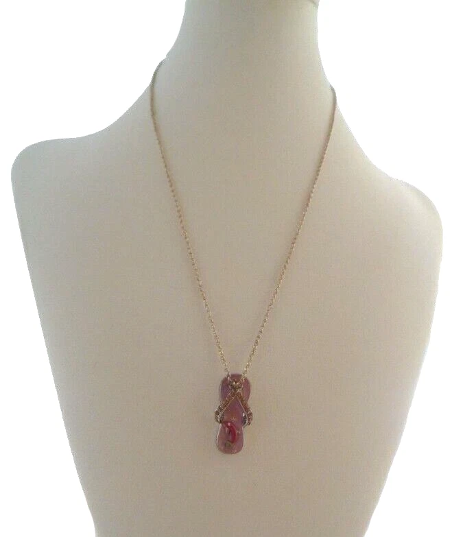 Purple Dolphin Flip Flop Pendant Necklace - Flip Flop Jewelry - Flip Flop Charm - Image 4 of 4