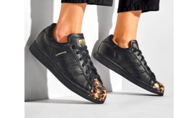 WOMENS ADIDAS SUPERSTAR ORIGINALS BLACK GOLD CHEETAH CASUAL