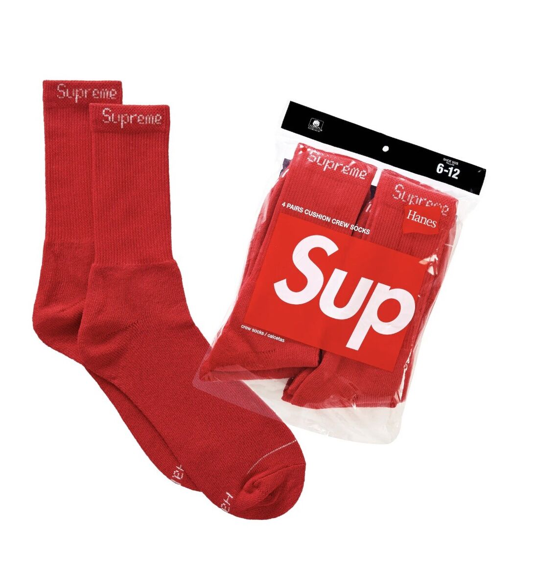 Supreme Hanes Crew Socks 4-Pack - Red - 100% Authentic - | eBay Supreme Hanes Crew Socks 4-Pack - Red - 100% Authentic - | eBay