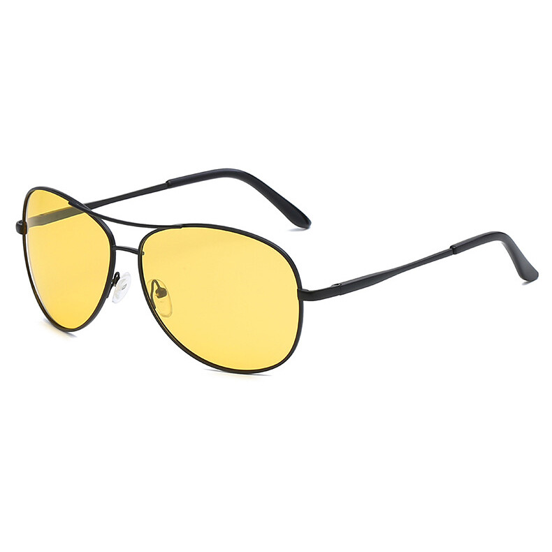 Men Metal Oval Yellow Lens Myopia Nearsighted Glasses Night Vision Sunglasses 