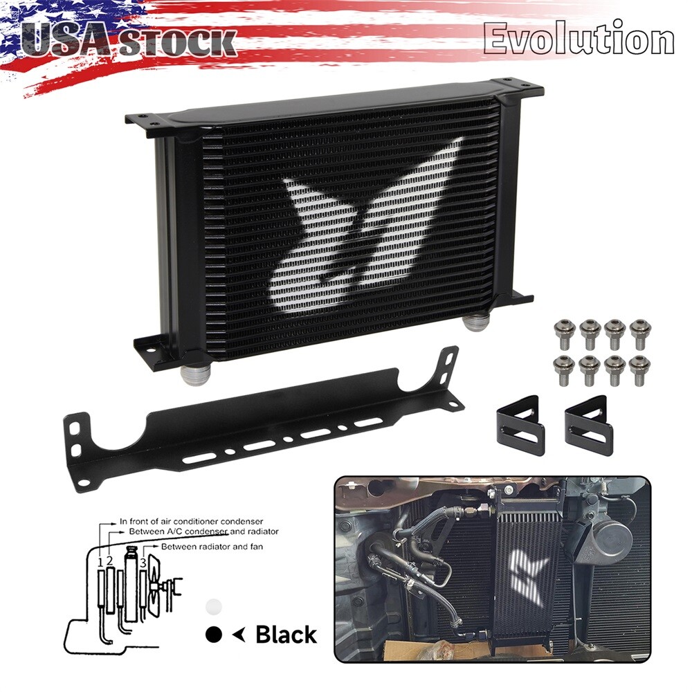 LINESRACING Engine 25 Row Oil Cooler  AN10 Oil Cooler with Bracket Kit Black