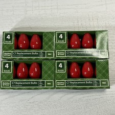 4 Packs Holiday Time C7 Replacement Bulbs Ceramic Red Christmas Lights 16 Bulbs