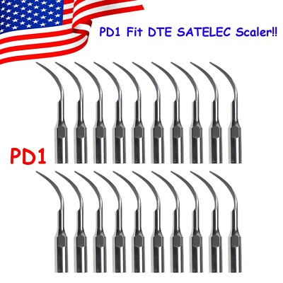 20PCS Dental Ultrasonic Piezo Scaler Perio Tips PD1 Fit DTE SATELEC Handpiece US