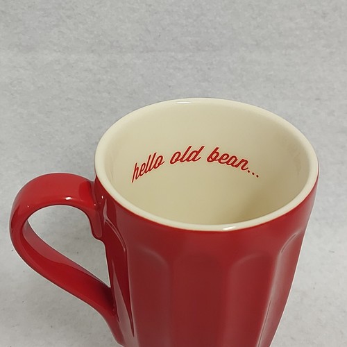 A Pair of Jamie Oliver Jme Latte/Coffee Mugs Ribbed Wakey Wakey Red White - Picture 6 of 13
